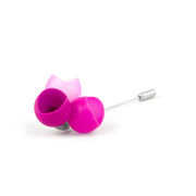 Pink cup silver brooch pin